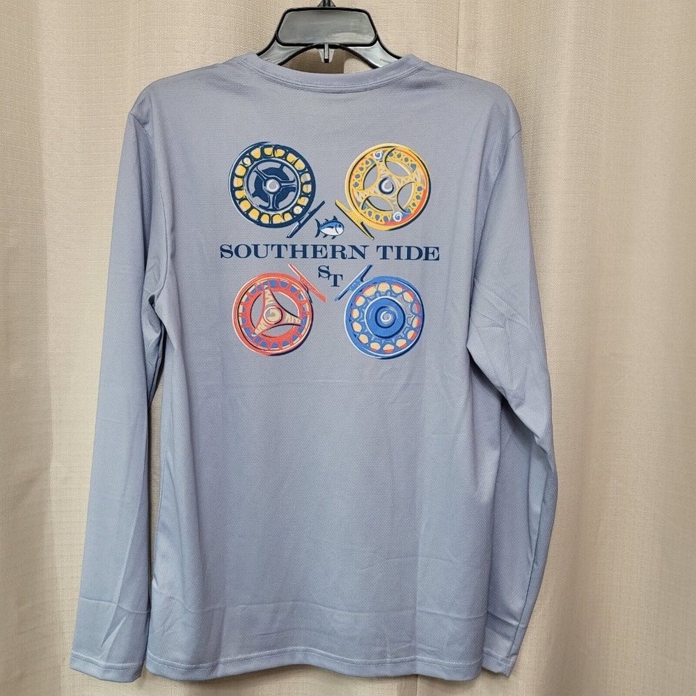 Southern Tide The Reel Deel Performance Shirt Men's Size Small Seagull Grey NWT